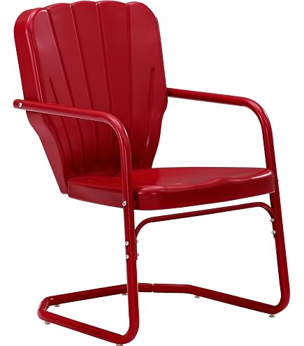 Amazon.com: Pemberly Row Steel Metal Outdoor Chairs, Bright Red